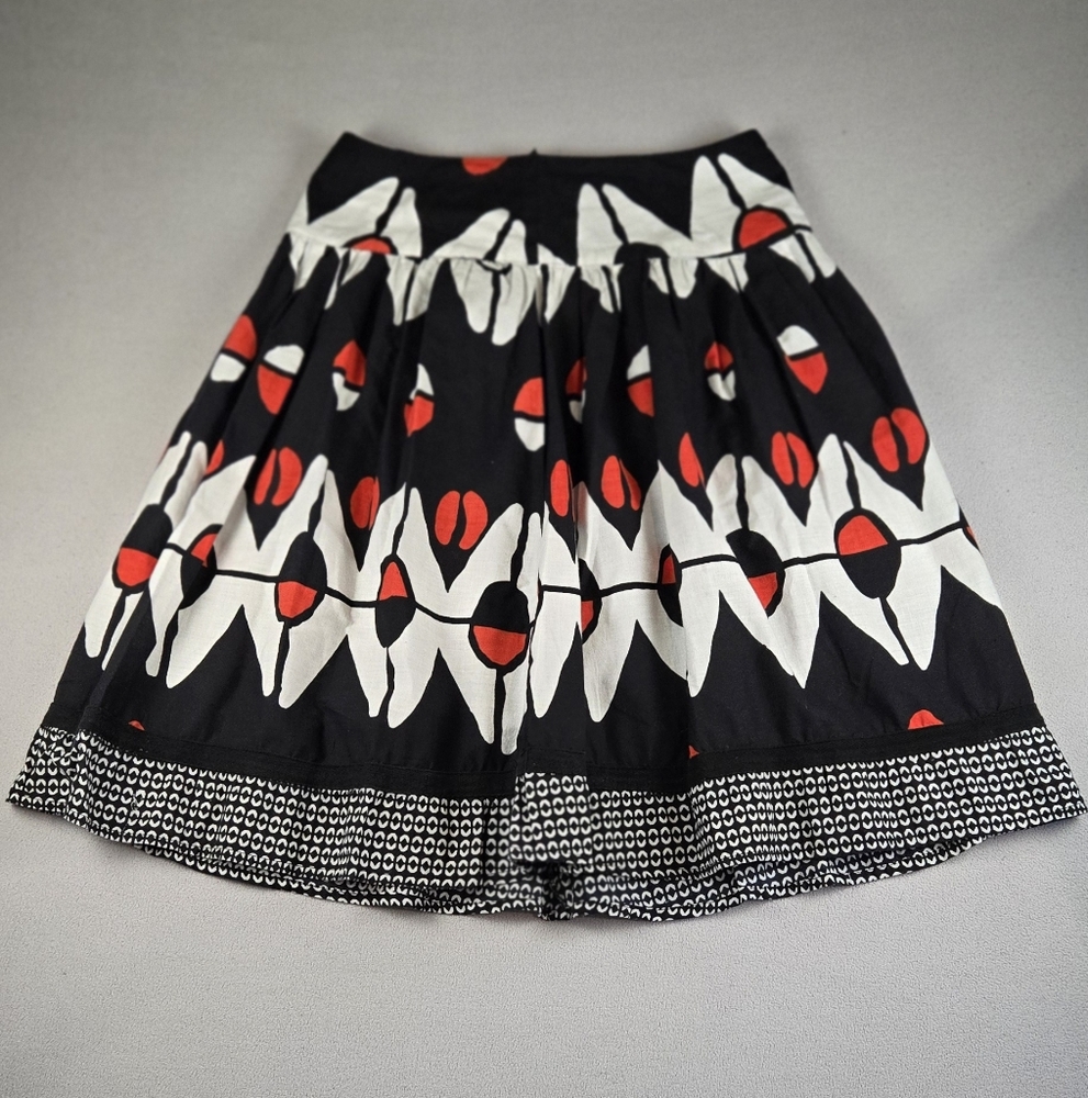 Mix Nouveau Black, Red, &‎ White Abstract A-Line Skirt LARGE